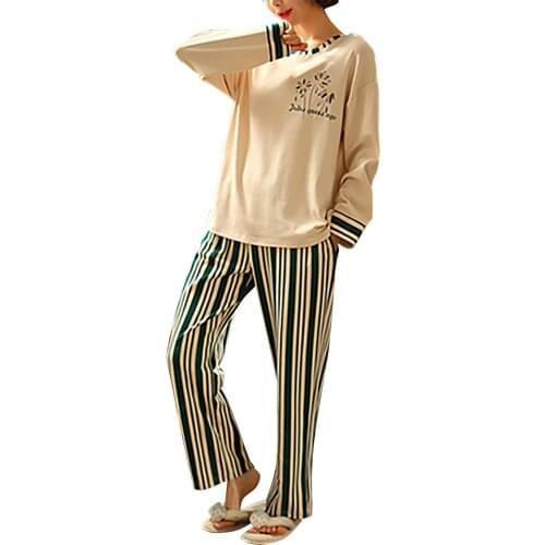 Womens pajamas Fashion Print Sets Wear Lounge Wear Pocket Home Sleep Set Tops+Pants trouser suits Sleepwear Suit 2021 new