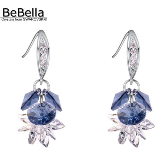 BeBella Edelweiss flower drop pendant dangler earrings Crystals from Swarovski Elements fashion jewelry for women girl gift