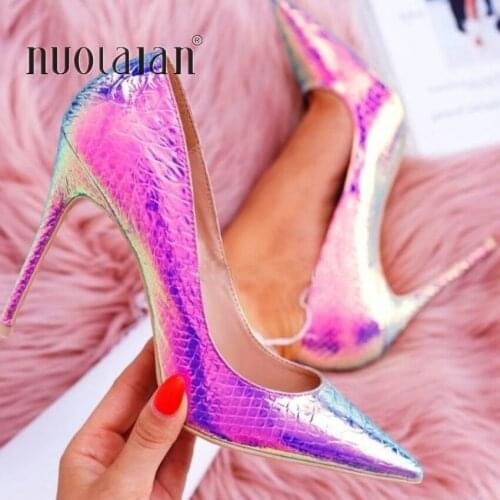 Fashion shoes woman snake printing silver gold party wedding shoes big size 35-42 sexy pointed toe high heels pumps women shoes