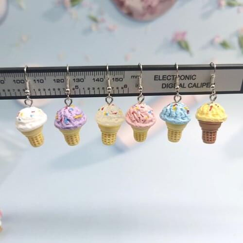 1Pair Lovely 3D Ice Cream Pendant Earrings for Girl Cute Drop Dangle Earring Women Creative Simulated Food Earings Jewelry EC293