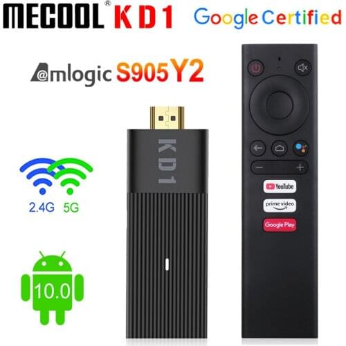 10pcs Mecool KD1 TV Stick Amlogic S905Y2 TV Box Android 10 2GB 16GB Support Google Certified Voice 4K 2.4G&5G Wifi BT TV Dongle