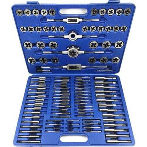 110pcs/set M2-M18 Screw Nut Thread Taps Dies With Wrench Handle Heavy Duty Hand Tool Kit Metalworking Tools Screw Taps Tool Set