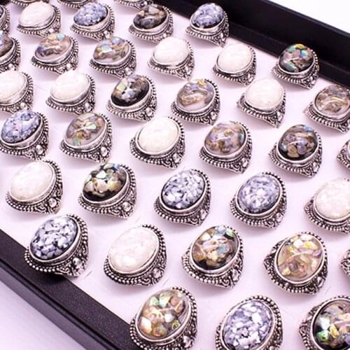 12 Pieces/lot Mix Vintage Rings For Women Artificial Stone Rings Men Boho Engagement Wedding Rings Fashion Jewelry