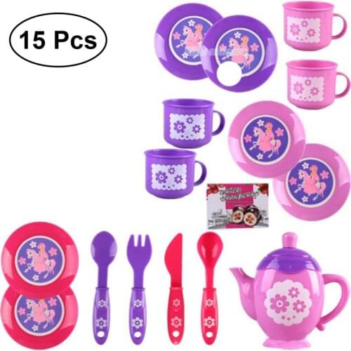 15Pcs Tea Set Playset Pretend Play Set Mini Tea Things for Kids Boys Girls