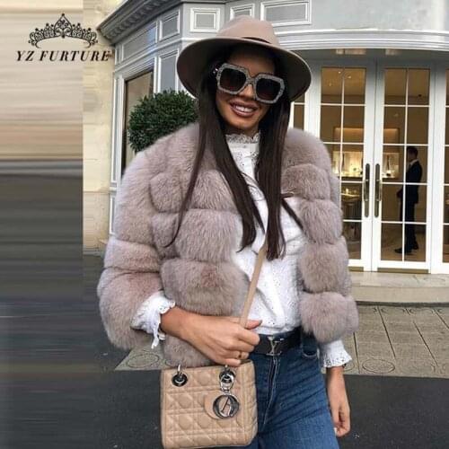 2020 New Real Fox Fur Coat O-Neck Collar Jacket Women Fur Genuine Fox Short Pelt Natural Fox Fur Coat For Women Winter FC-034