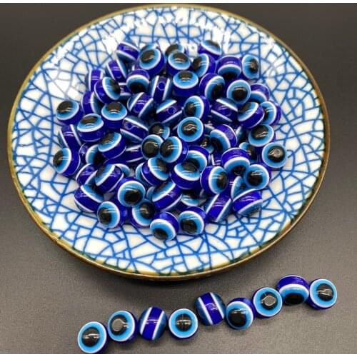 6/8/10/12MM Blue Round Shape Evil Eye Beads Resin Spacer Beads For Jewelry Making DIY Charm Bracelet Earrings Necklace
