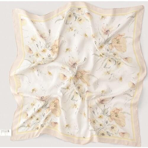 80*80 cm georgette satin silk square scarf women flower floral print light headband bandana lady hijab bufanda shawl wraps