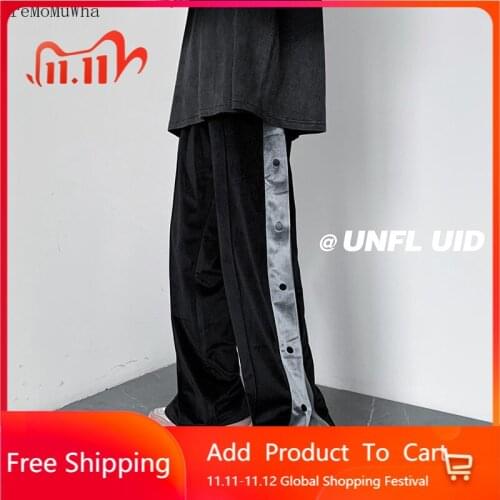 New Breasted Pants Mens Tide Brand Trend Summer Thin Loose Wide-leg Straight Casual Casual Handsome Sports Trousers Pants Men