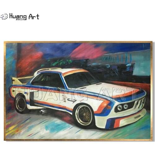 Fast Ship Hand-painted Modern Abstract Car Oil Painting on Canvas for Living Room Decor Abstract Car Art Wall Painting in stock