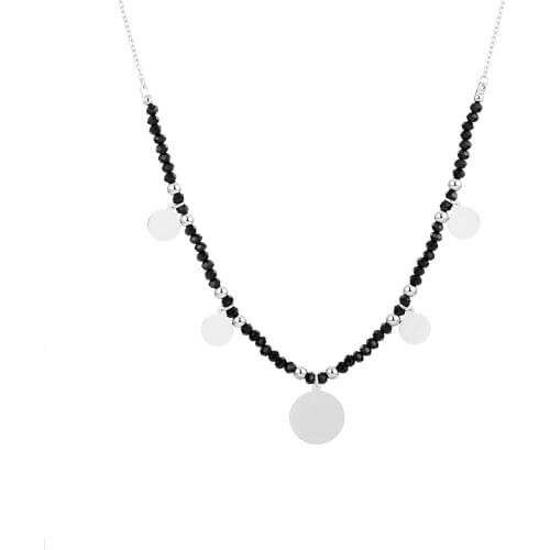 Black Beads Chain Chokers Necklaces for Women Female Stainless Steel Multi Round Charms Trendy Jewelry Accessories 2020