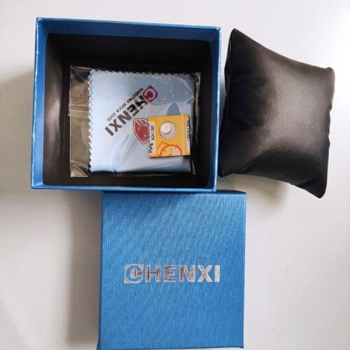 CHENXI Brand Original High Quality Paper Watch Box And Black Pillows Blue Square Clock Box Watch Holder Box