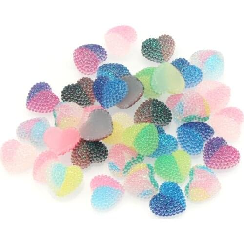 100Pcs 12x10mm Resin Heart Cabochon Flatback Decoration Crafts Embellishments For Scrapbooking DIY Accessories