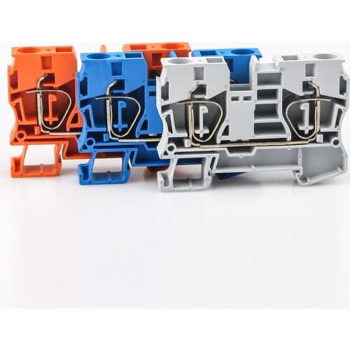Din Rail Terminal Blocks ST-10 Connectors Return Pull Type Spring Electrical Wiring Connection Terminal Blocks Screwless 10pcs