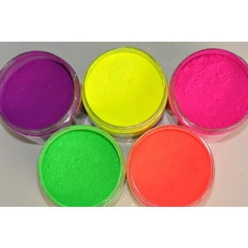 50g Mixed 5 colors Fluorescent Powder not Luminous Glow Powder,,Phosphor Pigment Powder for Nail Polish&Painting&Printing