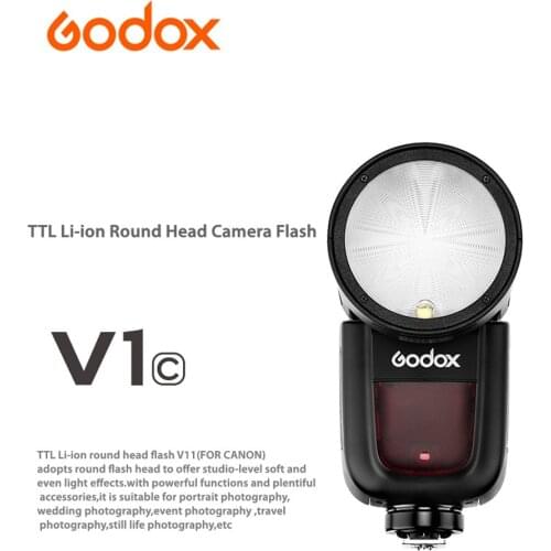 Godox V1 With AK-R1 Round Head Speedlite Flash V1C V1N V1S TTL HSS 1/8000s 2600mAh Lithium Battery for Sony Canon Nikon Camera