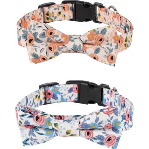 Cotton Small Floral Dog Collar Bow Decoration Ornament Cat Necklace Anti-suffocation Adjustable Removable Pet Neck Circumference