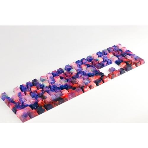 Red Purple Starry Sky Design Backlit Keycaps For Cherry Mx Kailh Box Gateron TTC Switch Mechanical Keyboard OEM 104 ABS Key Caps
