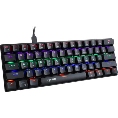White Black USB Wired Compact Mechanical Gaming Keyboard Mini 61 Keys 60% RGB Office keyboards Blue Switch Portable New