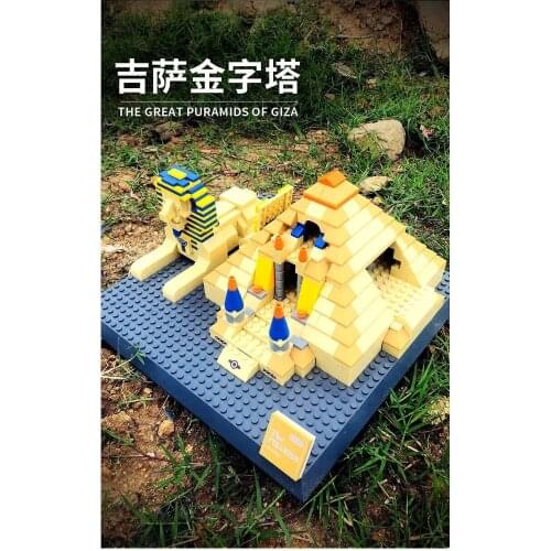 WANGE Architecture Egypt Pharaoh Pyramid Building Blocks Sets Bricks Classic City Skyline Model Kids Toys