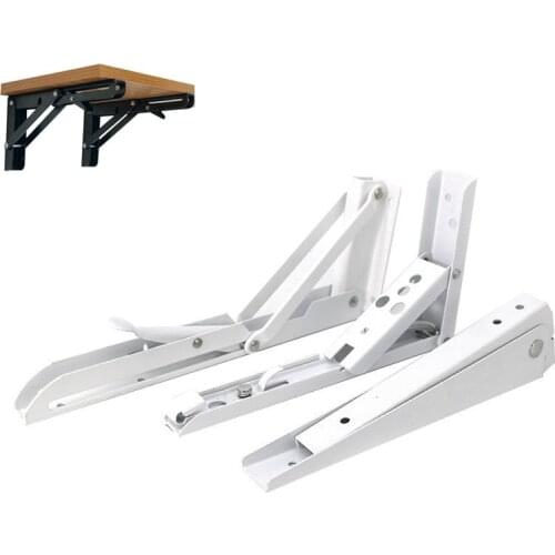 2pc 8"10"12" White Shelf Bracket foldable Wall spring metal Support float wood Table home Kitchen decoration Furniture Hardware