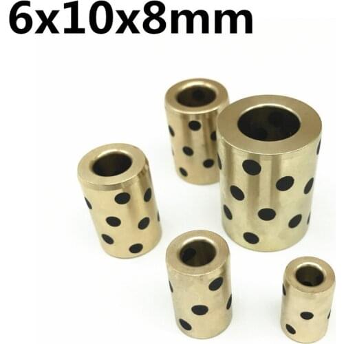 6x10x8 mm linear graphite copper set bearing copper bushing oil self-lubricating bearing JDB