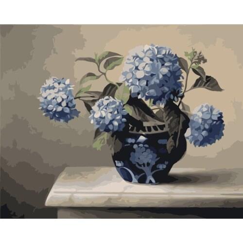 MaHuaf-i661 hydrangea flowers DIY oil painting by Numbers Hand-painted digital wall decor painting for living room unique art