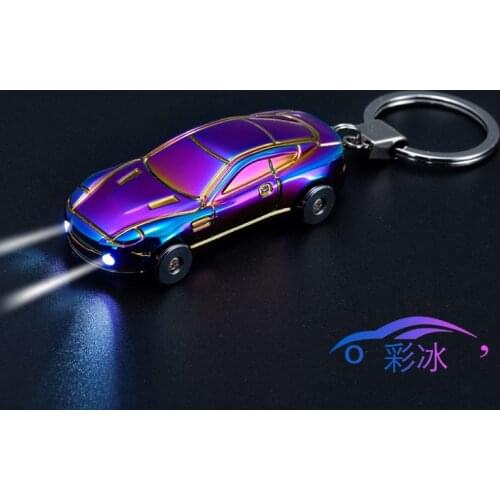 Mini Keychain Metal Illuminated Car Cigarette Lighter USB Charging Windproof Lighter Smoke Accesoires Cool Lighter for Men Gift