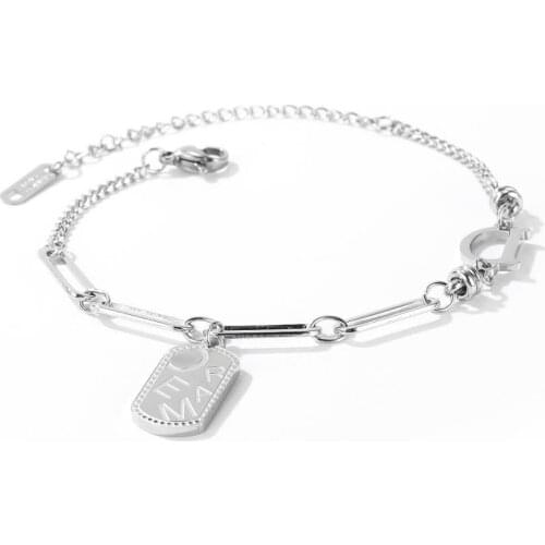 Fashion minimalist letter bracelets for women 2020 charms kpop stainless steel adjustable hand jewelry accessories wholesale