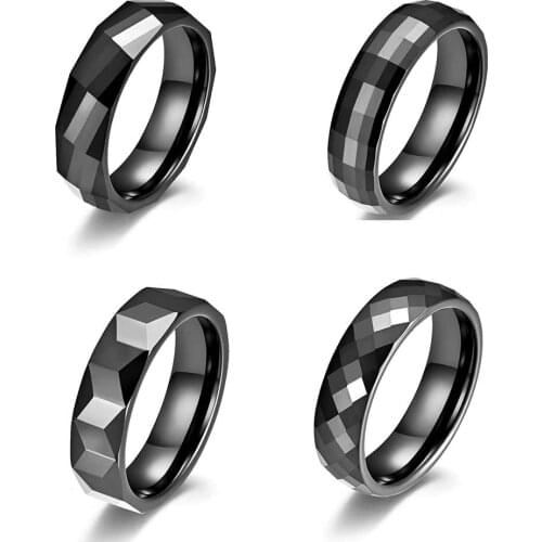 Men Black Ceramic Rings Simple Disign Stainless Steel Circle Male Fashion Jewelry Size 7 8 9 10 11 12