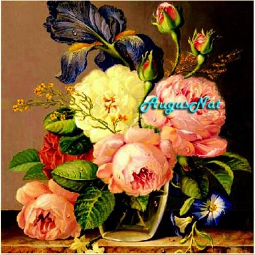 Rose diamond painting full square vase flowers wall art home decor 5d diy diamond dotz kits mosaic painting by numbers on canvas