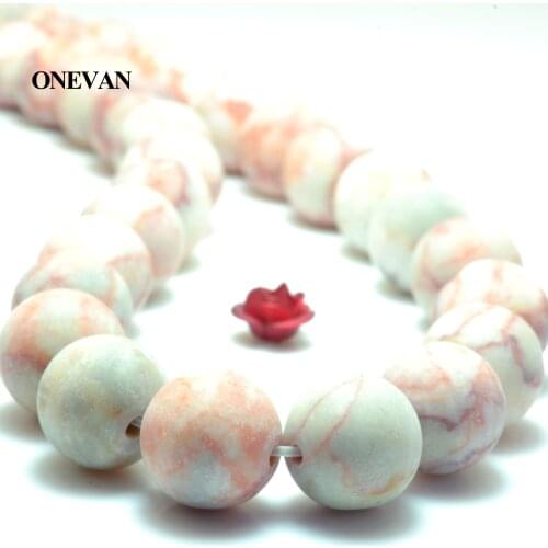 ONEVAN Natural Red Network Zebra Stripes Matte Round Beads Stone Bracelet Necklace Jewelry Making Diy Accessories Gift Design