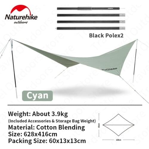 Naturehike Large Space Sun Shelter Cotton Fabric Diamond Sun Shelter 3.9kg Sunscreen Rainproof Outdoor Camping Portable