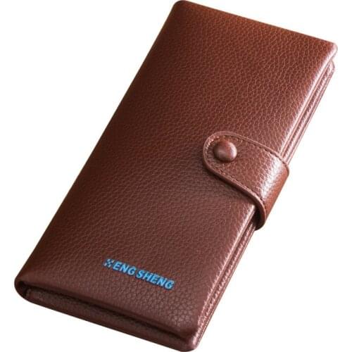 New Genuine Leather Mens Long Wallets Soft Pattern Ancient European Hasp 2 Folds Tide Large Capacity Credit Card Holder Wallet