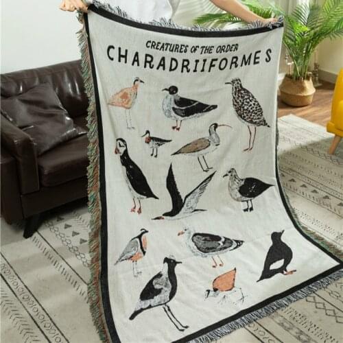 Siluriformes Bird Sofa Blanket Home Decorative Knitted Thread Throws Thick Living Room Cloth Carpet Children Room Tapestry