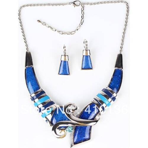 PN12660 Fashion Jewelry Sets Silver Plated Unique Design Royal Blue Color High Quality Party Gifts New Arrival Free Shipping