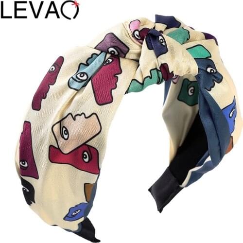 LEVAO Women Wide Brim Hairband Top Knot Cartoon Headband Accessories Fashion European American Bohemian Girls Headwear New