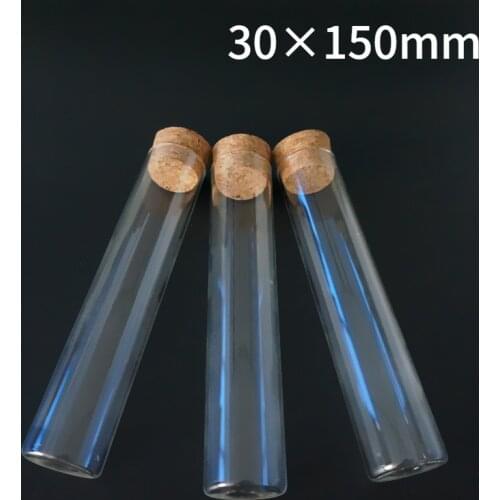 Free Shipping 4pcs/lot 30x150mm Transparent Glass Flat Bottom 80ml Test Tubes with Cork Stopper for School/Laboratory Glassware