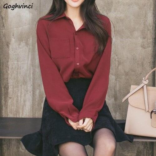 Shirts Women Solid Elegant Long Sleeve Chiffon Blouses Womens Shirt Tops Chic OL Casual All-match Slim Plus Size 4XL All-match