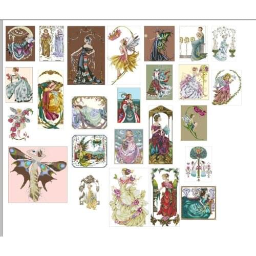 With beads MD Angel Girls 24photoes chooose styles Color aida Linen /camel/ pearl aida choose Lovely Counted Cross Stitch Kit 3