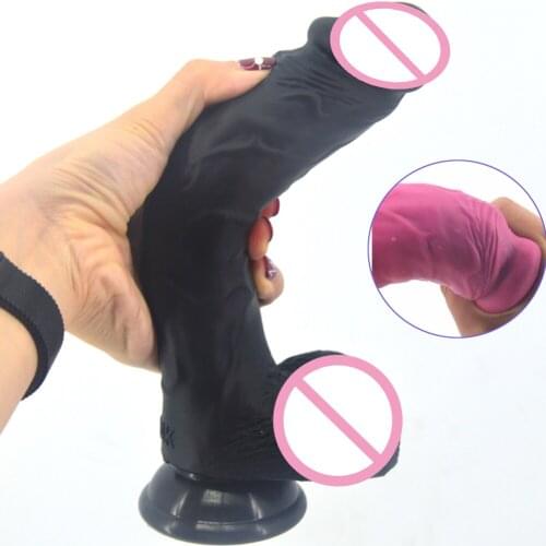 Silicone Dildo Black Realistic Penis Sucker Female Big Cock Lesbian Vagina Orgasm Flirting Masturbation Fetish Sex Toys Products