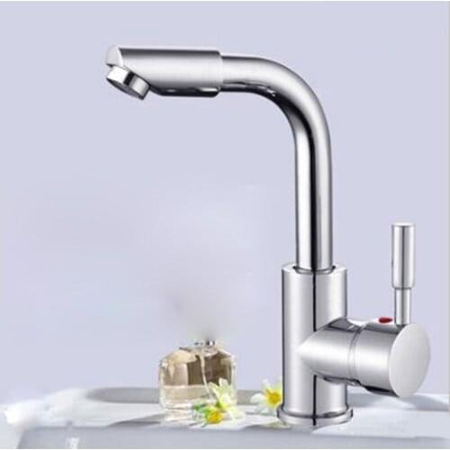 720 Degree Rotation Faucet Hot and Cold Water Tap Kitchen Faucets Chrome Brass Single Handle Basin Faucet for Single-hole Basin