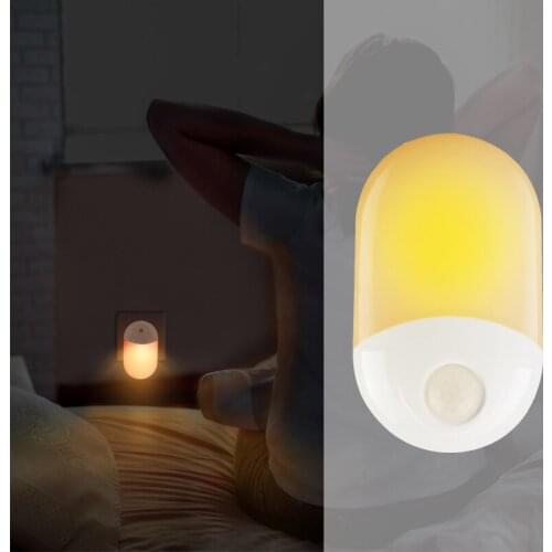 US EU Wall Plug PIR Montion Sensor LED Night Light Nightlight Lamp For Children Kids Living Room Bedroom Lighting