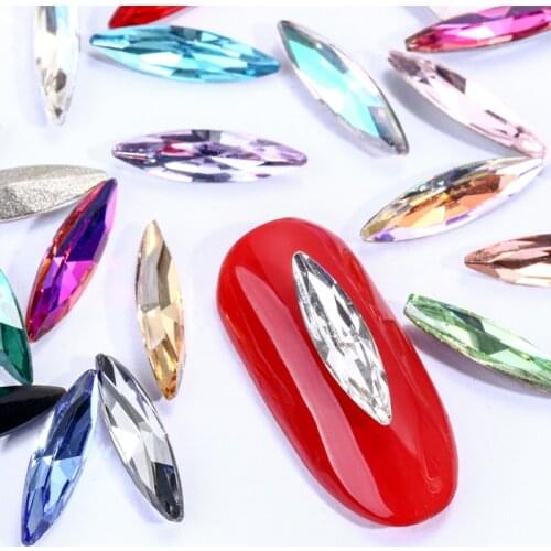 4x15mm Horse Eye Shape Rhinestones Strass K9 Glass Strass Glue On Nails Decoration Stones DIY Pointback Crystal Stones