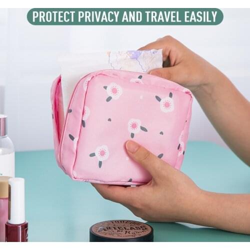 Women Tampon Storage Bag Sanitary Pad Pouch Napkin Cosmetic Organizer Ladies Makeup Holder Organizer Towel Storage Bag Outdoor