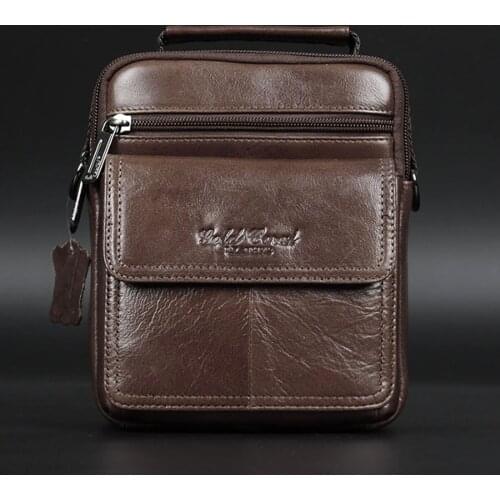 Genuine Leather Cowhide Single Shoulder Messenger Mini Bags Men Mobile Phone Case Purse Sling Cross Body Pack Tote Bag Handbag