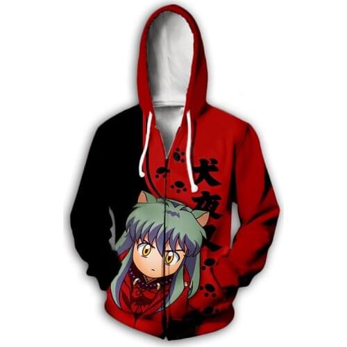 Anime Inuyasha Sakuya Izayoi Cosplay Hoodies Spring Autumn Mens Sportswear 3D Printed Harajuku Zipper Thin Jackets