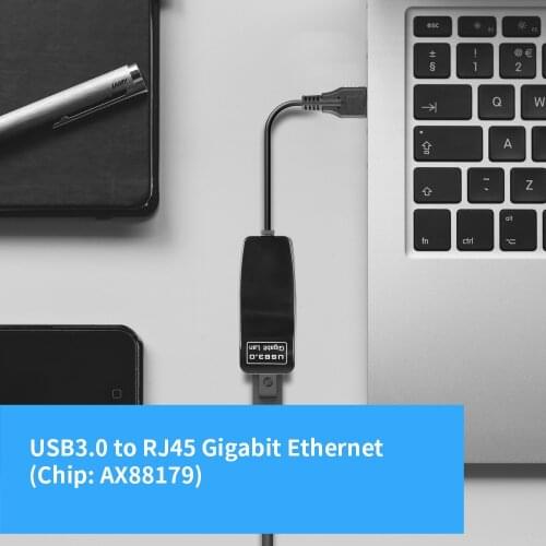 Kebidu USB Adapter mini USB 3.0 to RJ45 Gigabit Ethernet AX88179 network cards for laptop PC LAN (1000) Mbps