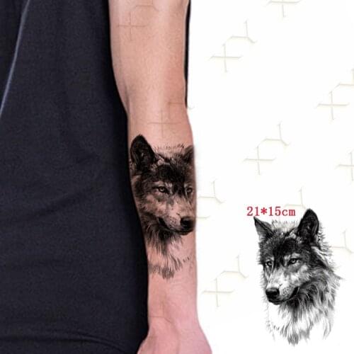 Waterproof Temporary Tattoo Sticker Forest Wolf Dog Flash Tattos Angel Wing Unicorn Fly Bird Body Art Arm Fake Tatoo Women Men