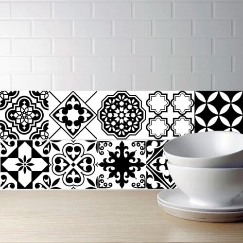 20x100cm Black and White Waterproof Tile Stickers Line Wall Sticker Kitchen Adhesive Bathroom Toilet Waterproof PVC Wallpaper