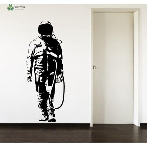 YOYOYU Wall Decal Astronaut Space Man Living Room Wall Sticker Hallway Black Vinyl Repetable Decoration Art DIY YO128